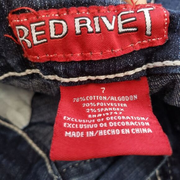 Red Rivet Distressed Straight Jeans - Picture 3 of 3